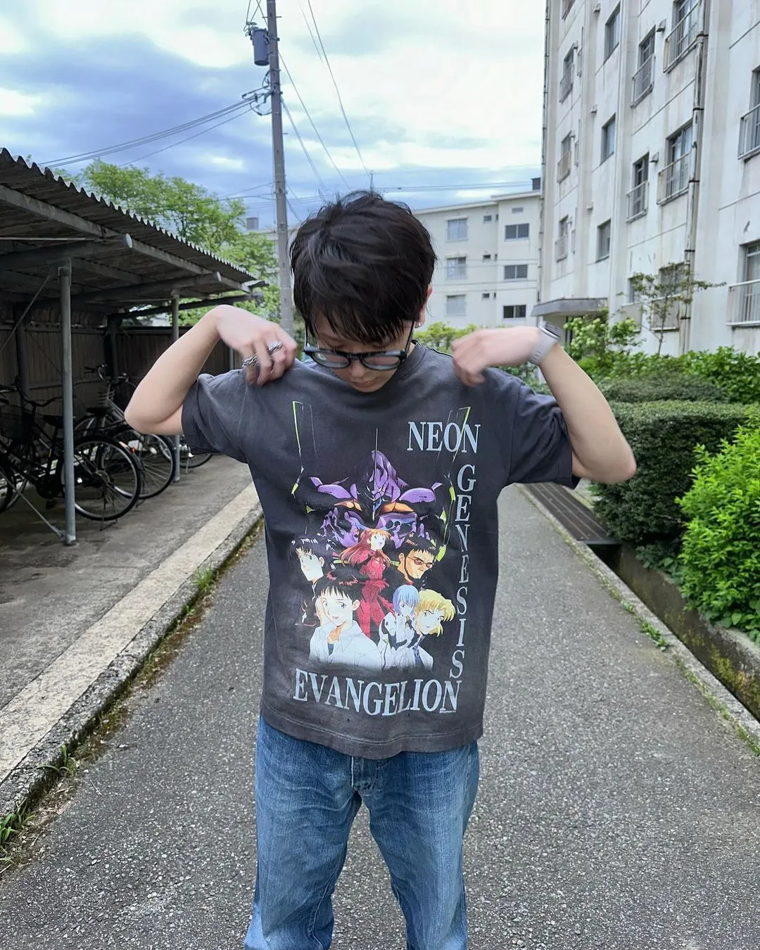 SAINT Mxxxxxx × EVANGELION NEON GNSIS TEE/BLK co-branded Neon Genesis Evangelion distressed short-sleeves, washed black S-XL, vintage NEW VINTAGE, top printing technology, garment dyeing, re-washed, distressed, correct co-branded main mark/washing mark